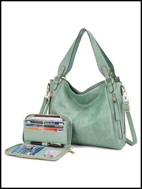 Women's Hobo Handbag Set with Wallet - Soft Faux Leather, Large Capacity,